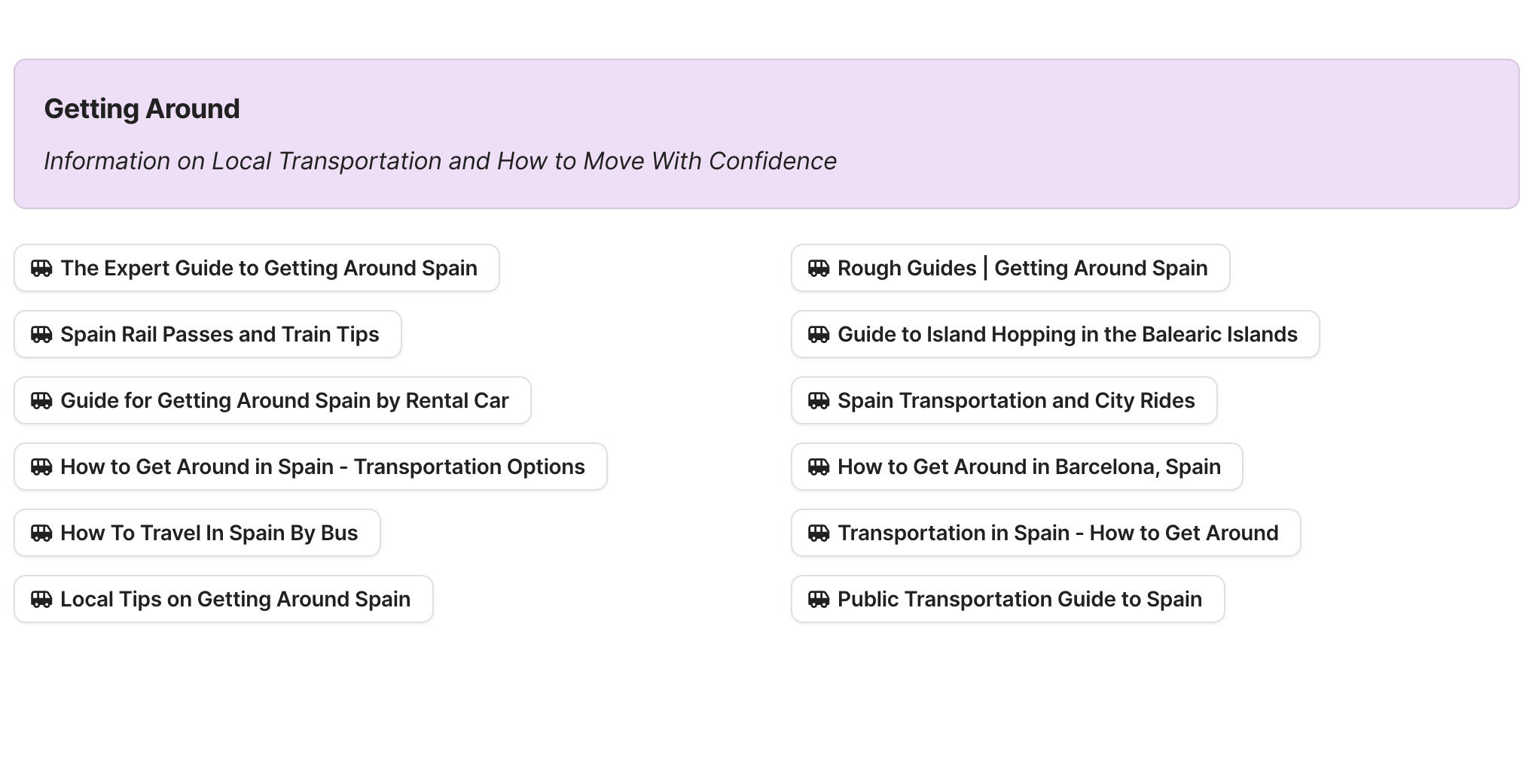 Getting Around in Spain Preview of Getting Around in Spain section in Spain Travel Research by Feral Travel